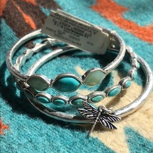 Turquoise and Silver Bangle Bracelets